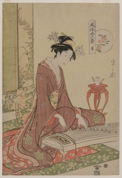 Koto z cyklu Sześć sztuk w modnym przebraniu, ok. 1900. 1793-96. autorstwa Chobunsai Eishi