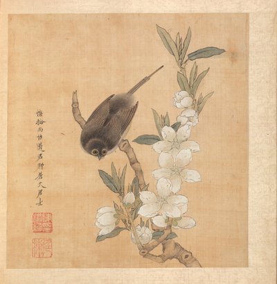 Obrazy według starożytnych mistrzów: gałąź ptactwa i brzoskwini, 1598-1652. autorstwa Chen Hongshou