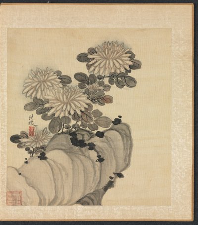 Obrazy według starożytnych mistrzów: Chryzantema i skała, 1598-1652. autorstwa Chen Hongshou