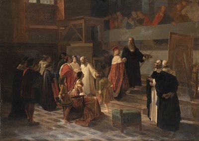 Ludovico il Moro z wizytą u Leonarda da Vinci w refektarzu klasztoru Santa Maria delle Grazie autorstwa Cherubino Cornienti