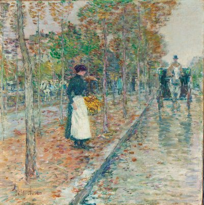 Jesienny Bulwar, Paryż (olej na płótnie) autorstwa Childe Frederick Hassam