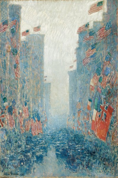 Flagi, Popołudnie na Alei autorstwa Childe Frederick Hassam