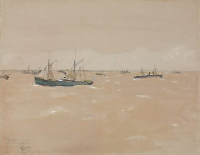 Parowce z owocami, które zadają cios, u wybrzeży Hiszpanii autorstwa Childe Frederick Hassam