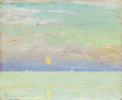 Wschód księżyca o zachodzie słońca, Cape Ann autorstwa Childe Frederick Hassam