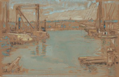 North River Dock, Nowy Jork autorstwa Childe Frederick Hassam