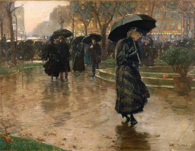 Burza deszczowa, plac Union Square autorstwa Childe Frederick Hassam
