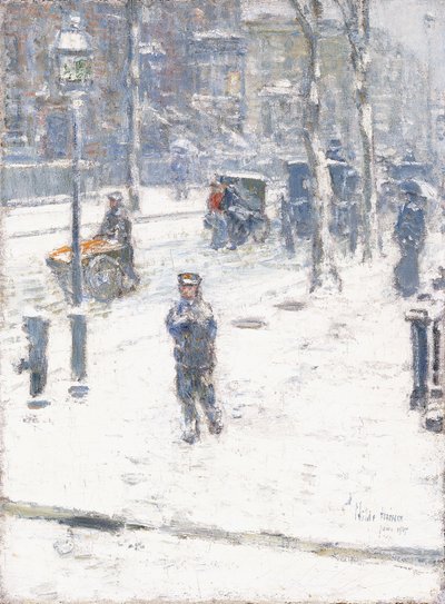 Burza śnieżna, Piąta Aleja, Nowy Jork autorstwa Childe Frederick Hassam