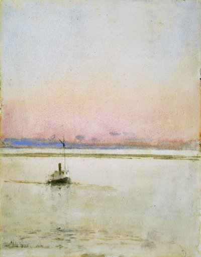 Zachód słońca (akwarela na papierze) autorstwa Childe Frederick Hassam