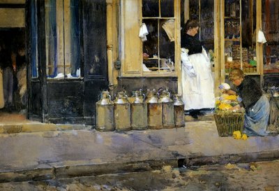 Mleko bańki, ok.1888 (akwarela na papierze) autorstwa Childe Frederick Hassam