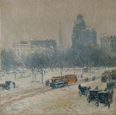 Zima na Union Square autorstwa Childe Frederick Hassam