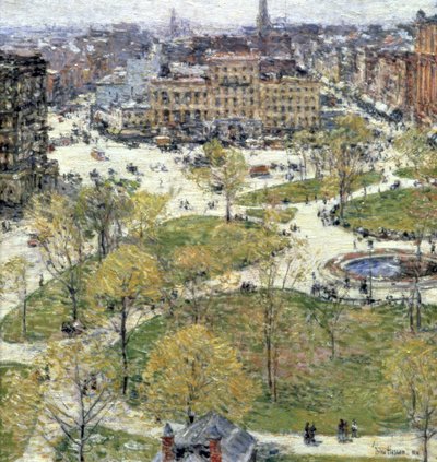 Union Square wiosną 1896. Artysta: Frederick Childe Hassam autorstwa Childe Hassam