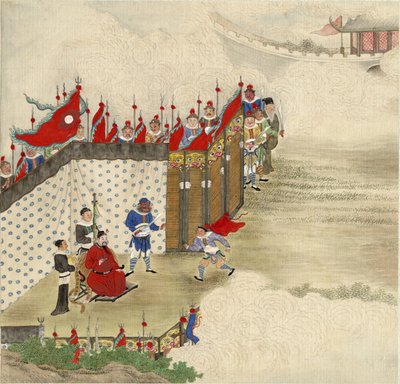 Chiński książę odbierający kuriera, ok. 1820 autorstwa Chinese Master