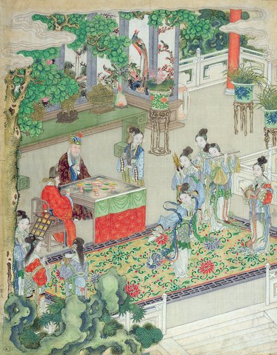 Rozrywka chińskiego mandaryna (kolor na jedwabiu) autorstwa Chinese School