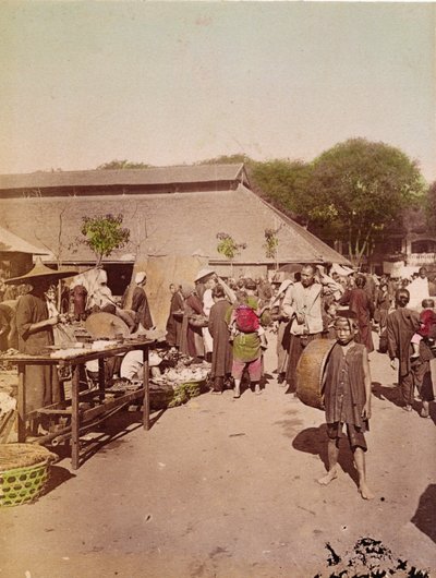 Targ w Tonkinie, ok. 1899-1900 (zdjęcie kolorowe) autorstwa Chinese School
