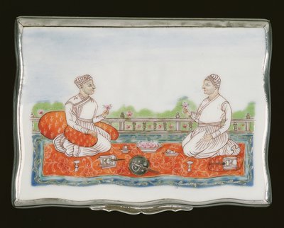 Tabakierka Mogołów, okres Qianlong (1736-95) ok. 1760 (porcelana) (patrz także 314539) autorstwa Chinese School