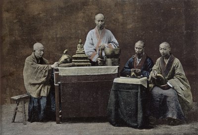 Grupa chińskich bonzów; grawerowane i drukowane przez Gilot; 1896 przez szkołę chińską (XIX wiek) autorstwa Chinese School