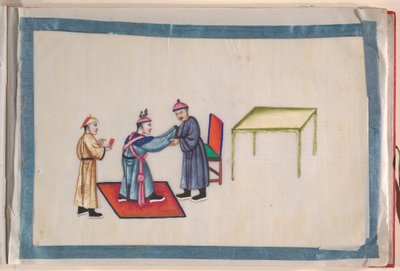 Album, koniec XIX wieku (album z dwunastoma liśćmi; tusz i kolor na papierze pakowym, oprawiony w czerwony adamaszek) autorstwa Chinese School