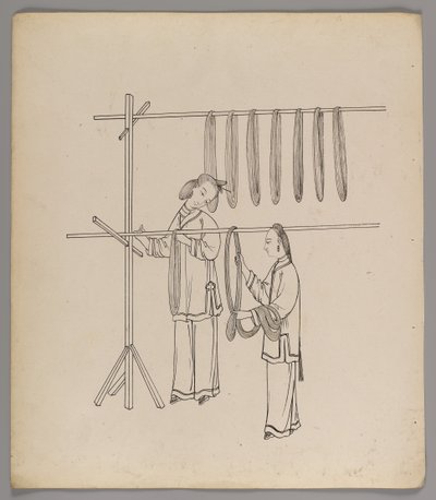 Album osobnych kart: Uprawa i produkcja jedwabiu (tusz na papierze) (zob. też 499288-303) autorstwa Chinese School