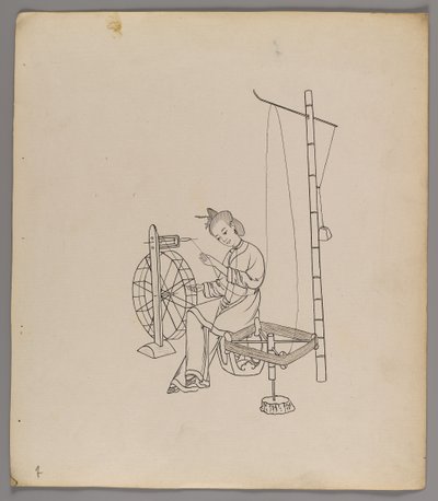 Album osobnych kart: Uprawa i produkcja jedwabiu (tusz na papierze) (zob. też 499288-303) autorstwa Chinese School