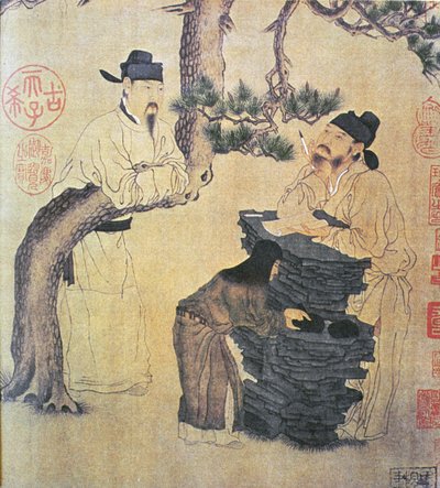 Starożytny chiński poeta, faksymile oryginalnego chińskiego zwoju autorstwa Chinese School
