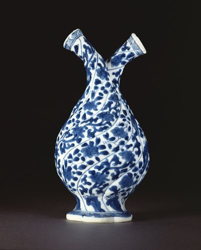 Niebiesko-biała podwójna butelka w europejskim szkle, okres Kangxi (1662-1722) (porcelana) autorstwa Chinese School