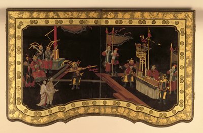 Chiński eksport toaletka Top c.1780 (czarny lakier) (patrz również 220144) autorstwa Chinese School