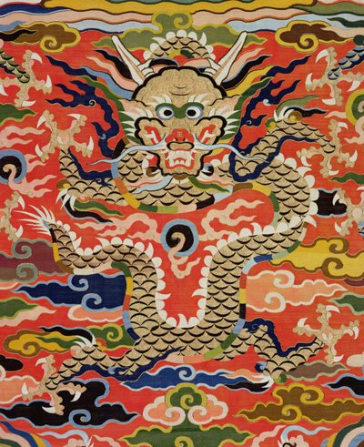 Fragment tkaniny przedstawiający pięciosmoczego Kossu, okres Wanli, 1573-1619 (jedwab) (patrz 206710) autorstwa Chinese School