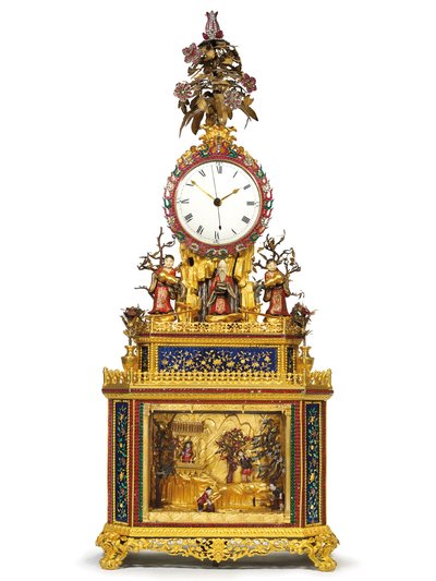 Imperialny uderzający, muzyczny i automatyczny zegar „Daoist Immortal”, warsztaty w Kantonie, okres Qianlong, 1736-95 autorstwa Chinese School