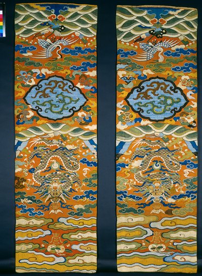 Kesi (k’o-ssu) panele gobelinowe (jedwab, metalowe nici, podkład lniany) autorstwa Chinese School