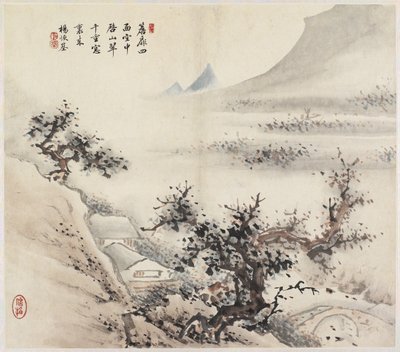 Krajobraz (tusz i kolory na papierze) autorstwa Chinese School
