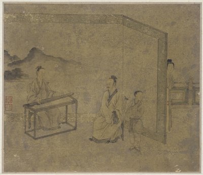 Słuchanie cytry, dynastii Ming lub Qing autorstwa Chinese School