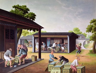 Pakowanie herbaty w pudełka autorstwa Chinese School