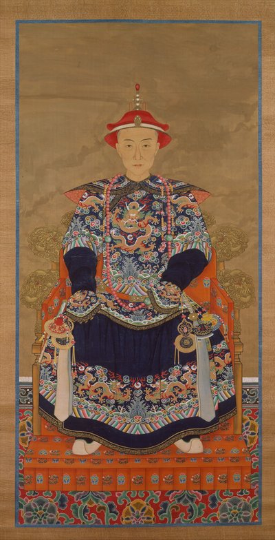 Portret cesarza Qianlong jako młodego mężczyzny, wiszący zwój autorstwa Chinese School