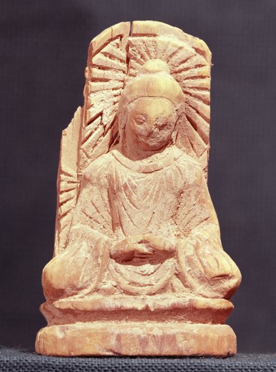 Siedzący Budda w medytacji, z Tumshuq (Xinjiang) IV-V w. (drewno) autorstwa Chinese School