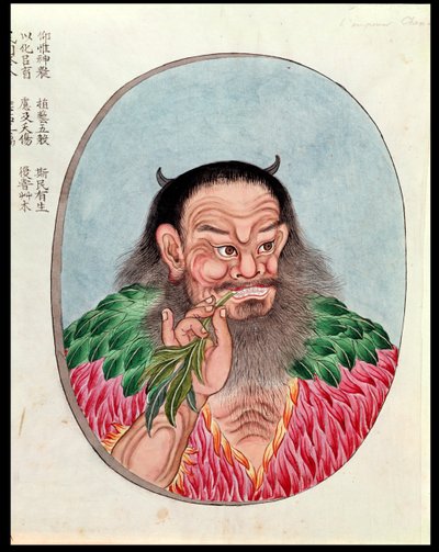Legendarny cesarz Shen-Nung, ilustracja z Pen Tsao, XVIII-XIX w. autorstwa Chinese School
