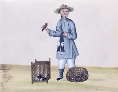 Sprzedawca gołębi, z książki o ulicach Pekinu, ok. 1785 (toaleta i gwasz na papierze) autorstwa Chinese School