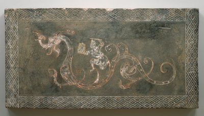 Tomb Brick, 206 BC-AD 09 (ceramika z czerwonym i białym pigmentem) autorstwa Chinese School Chinese School