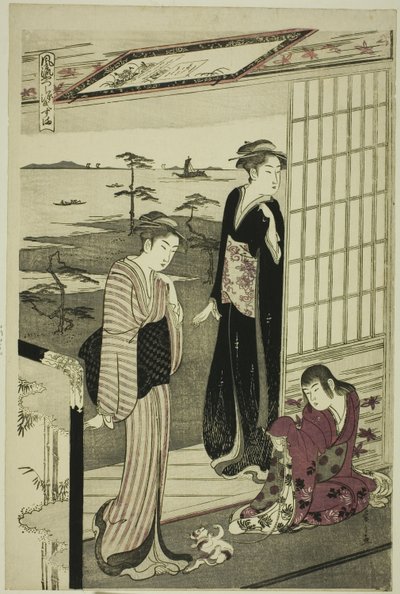 Suma, z serii „Modna parodia opowieści o Genji (Furyu yatsushi Genji)” autorstwa Chobunsai Eishi