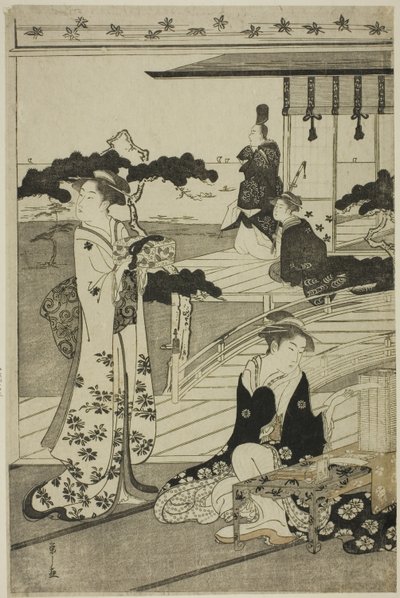 Suma, z serii „Modna parodia opowieści o Genji (Furyu yatsushi Genji)” autorstwa Chobunsai Eishi