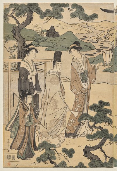Matsukaze Chapter of the Tale of Genji (z serii The Tale of Genji in Elegant Modern Dress) autorstwa Chobunsai Eishi