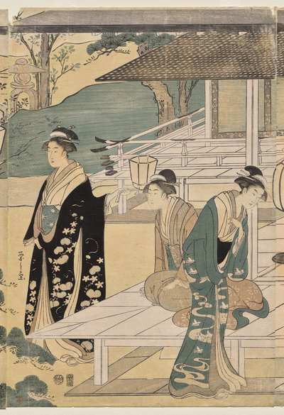 Matsukaze Chapter of the Tale of Genji (z serii The Tale of Genji in Elegant Modern Dress) autorstwa Chobunsai Eishi