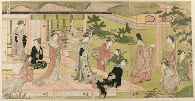 Wakana, część 1 (Wakana, jo), z serii „Modna parodia opowieści o Genji (Furyu yatsushi Genji)” autorstwa Chobunsai Eishi