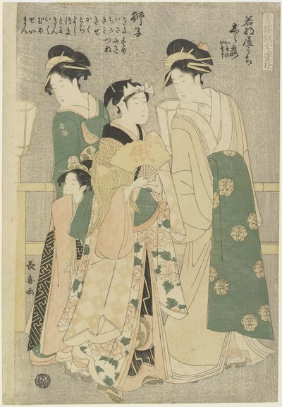 Trzy kurtyzany z domu Wakafune-ya: Shiratsuyu, Isono i Isoji, ok. 1930 r. 1794 autorstwa Choki Eishusai