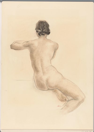 Siedząca naga kobieta autorstwa Chris van der Hoef (signed by artist)