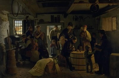 Komornik wzywa biednego bednarza w sprzedaży autorstwa Christen Dalsgaard