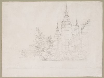 Zamek Frederiksborg. Impreza w Møntbroen autorstwa Christen Købke
