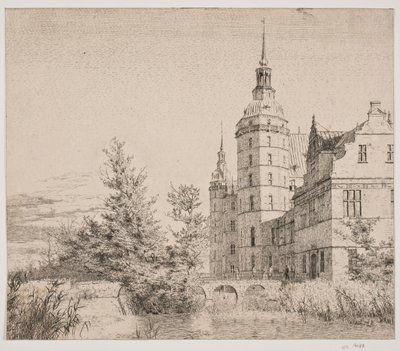 Zamek Frederiksborg. Impreza w Møntbroen autorstwa Christen Købke