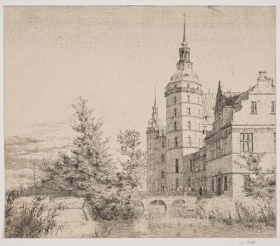 Zamek Frederiksborg. Impreza w Møntbroen autorstwa Christen Købke