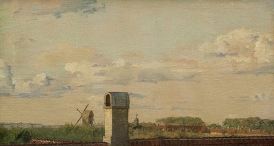 Widok z okna w Toldbodvej na zamek w Kopenhadze. około 1833 autorstwa Christen Schjellerup Købke