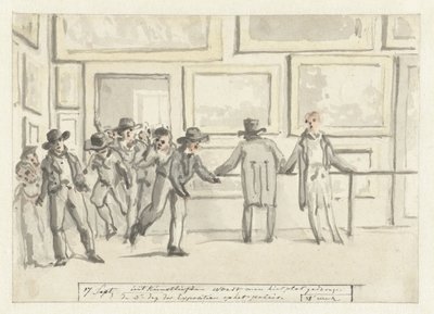Zwiedzający na wystawie sztuki w Amsterdamie w 1808 r. autorstwa Christiaan Andriessen